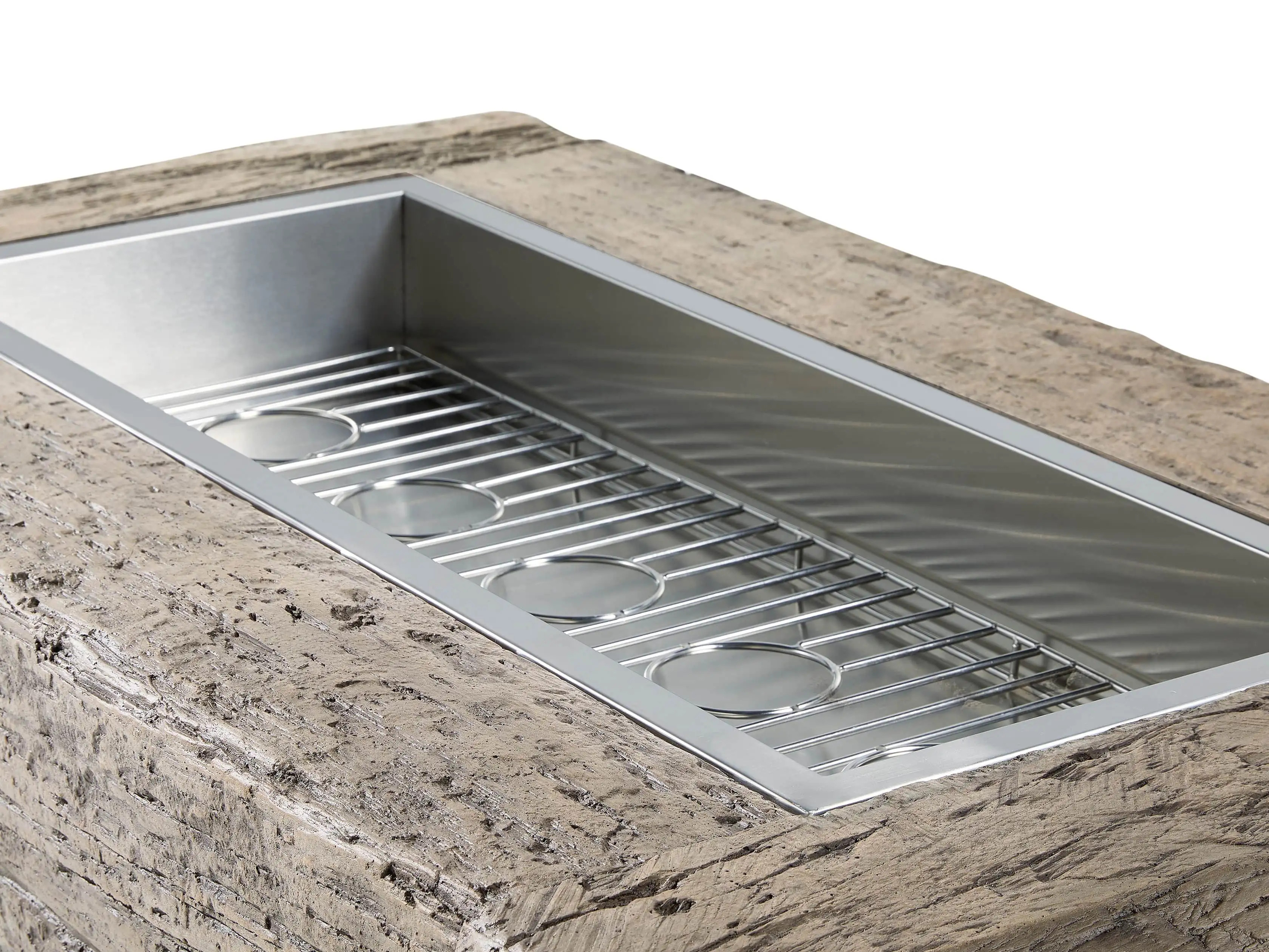 Natural Log Rectangle Outdoor Fire Table | Arhaus