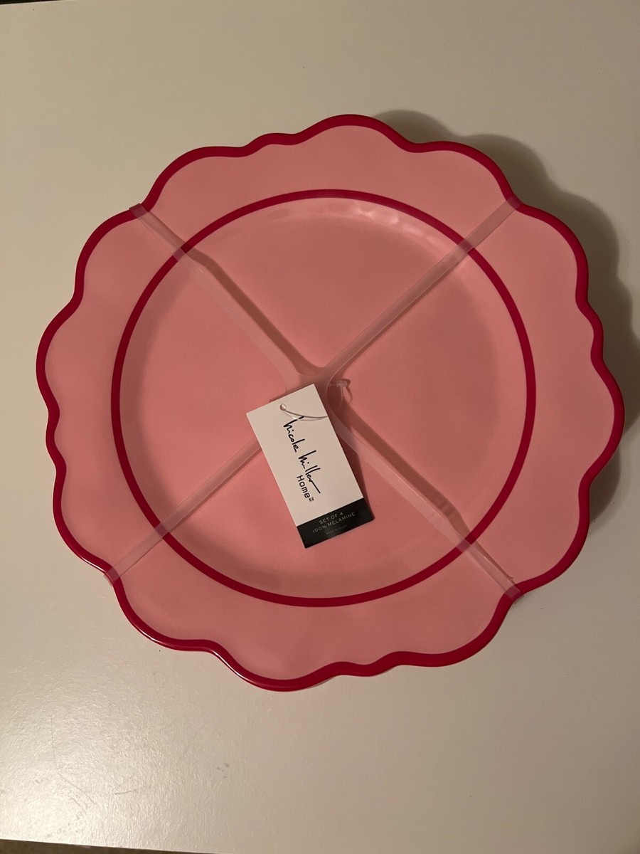 Nicole Miller Pink and Red Melamine 11” Dinner Plates Set of 4 NEW | eBay US