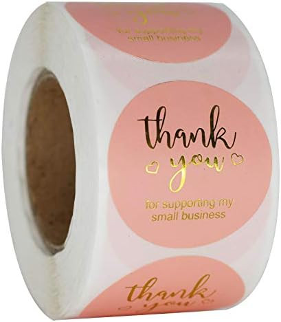 NSWDYLO Thank You Stickers Roll of 500pcs 1” Pink Thank You Seal Stickers Perfect for Business ... | Amazon (US)