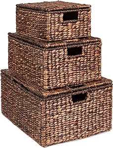 Best Choice Products Set of 3 Large Multipurpose Hyacinth Storage Basket, Handwoven Rectangular O... | Amazon (US)