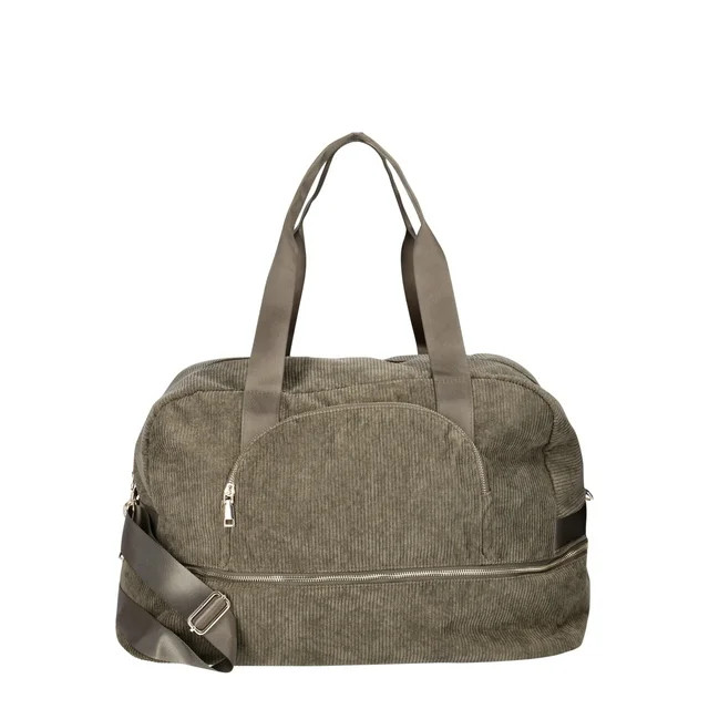 No Boundaries Women's Dome Weekender Bag, Olive Corduroy | Walmart (US)