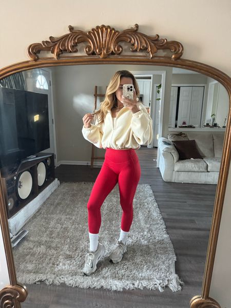 Red leggings and jacket on sale! 

#LTKstyletip #LTKfitness #LTKsalealert