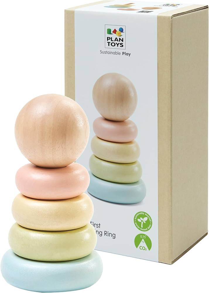 PlanToys® First Stacking Ring | Montessori Wooden Stacking Toy for Babies & Toddlers | Baby Lear... | Amazon (US)