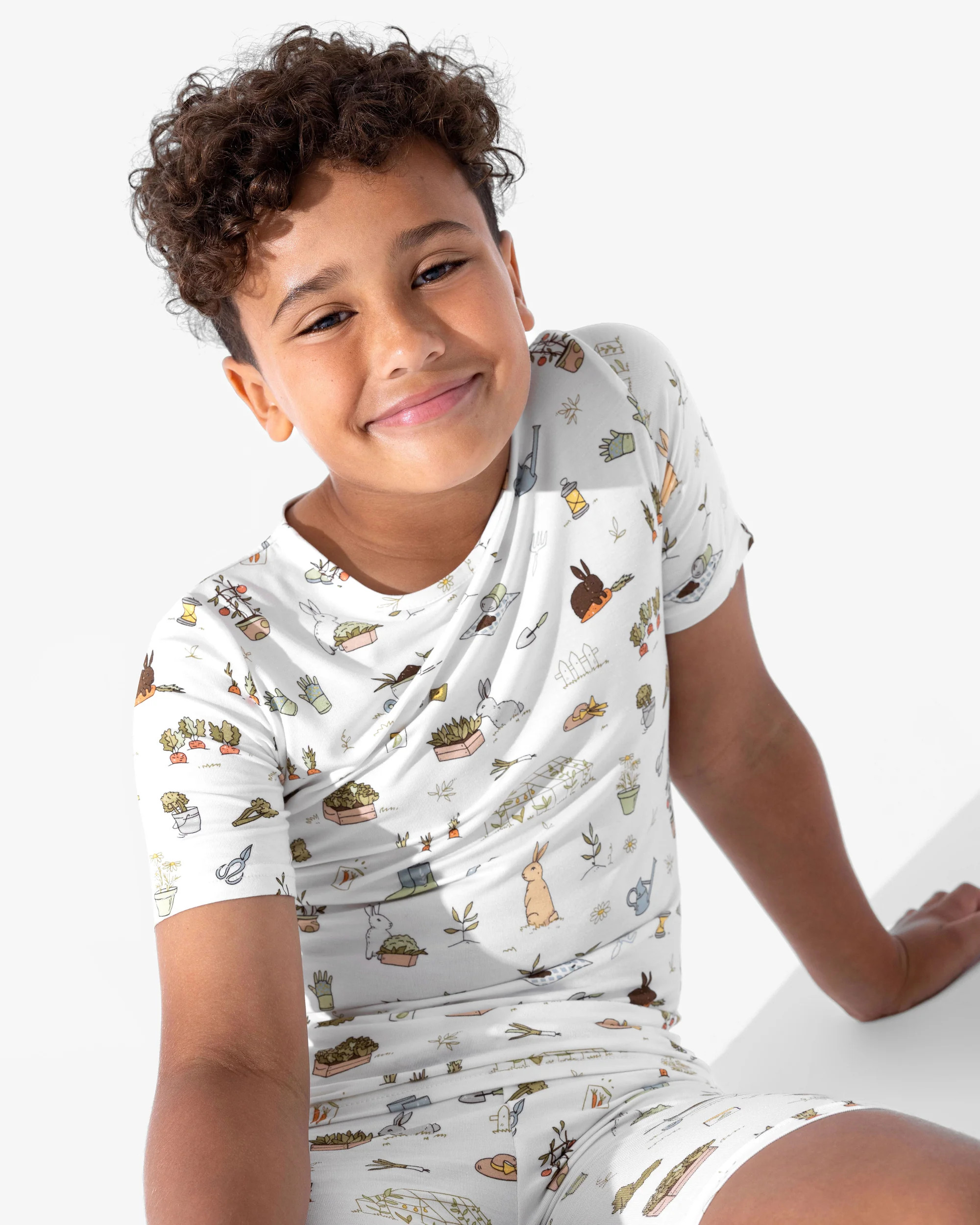 Bunny Garden Bamboo Kids Pajama Short Set | Bellabu Bear