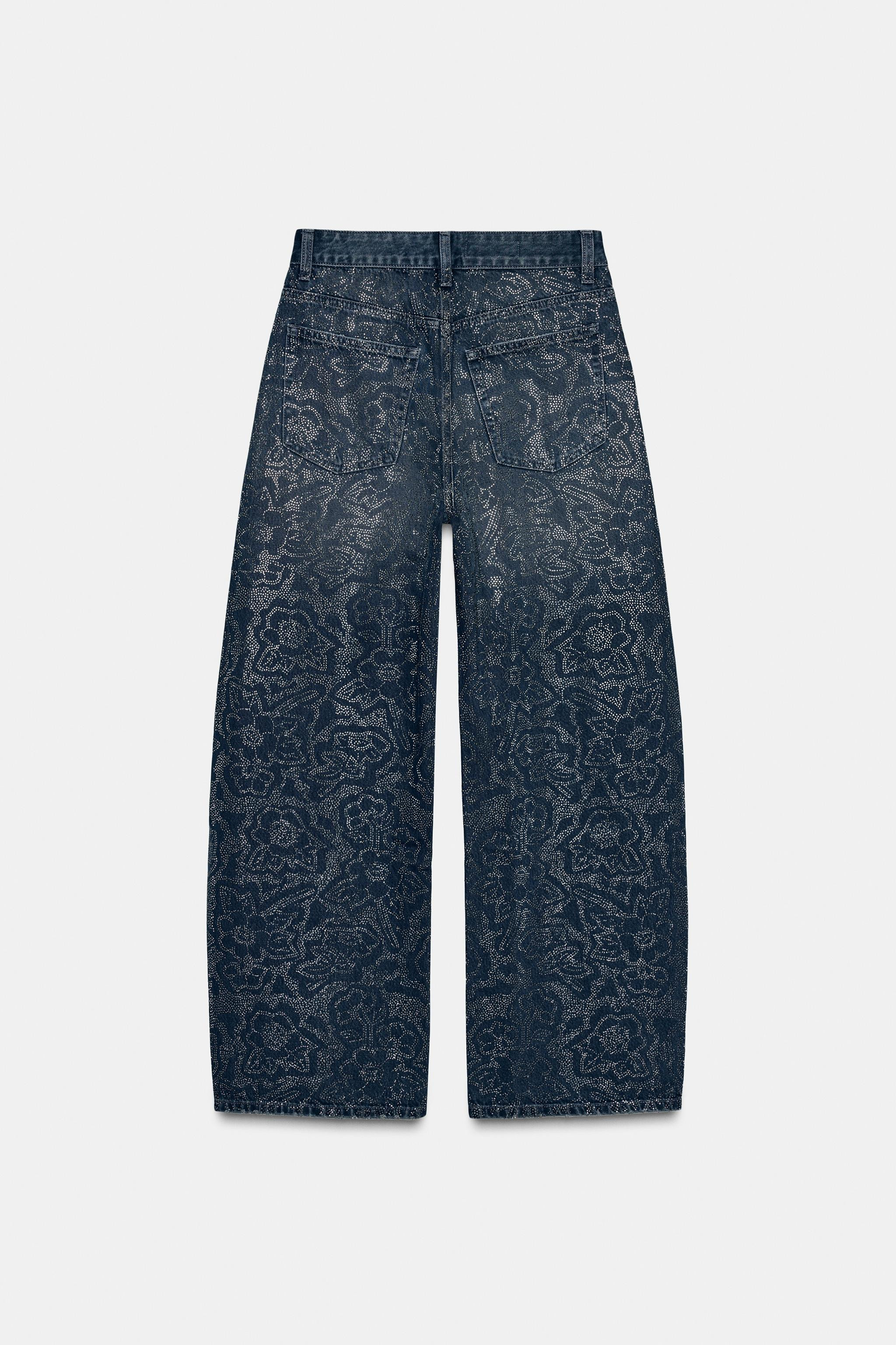 TRF BAGGY RHINESTONE JEANS | Zara US