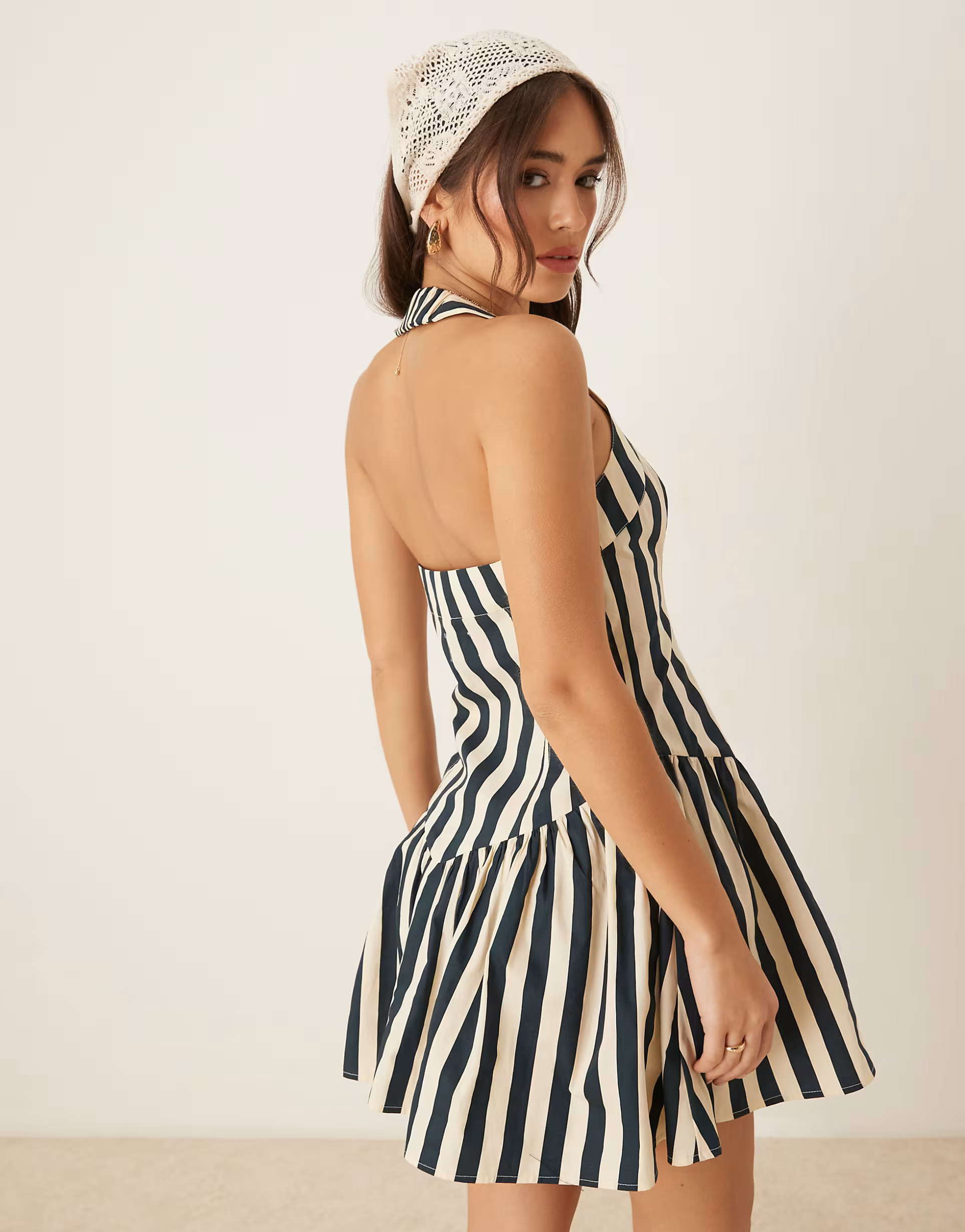 ASOS DESIGN halter mini dress with ruffle hem in stripe | ASOS | ASOS (Global)