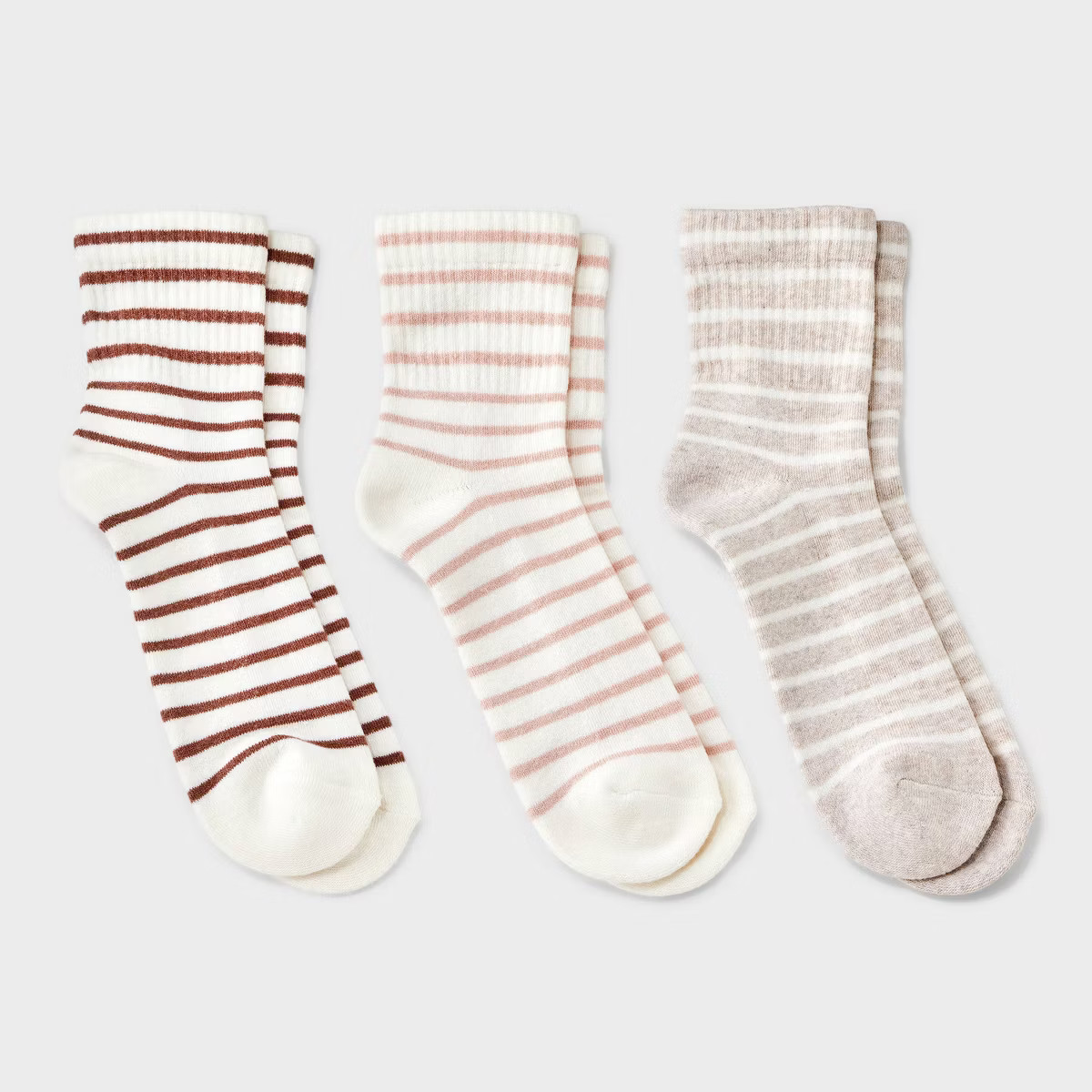 Women's Striped Cushioned 3pk Mid Crew Socks - Universal Thread™ 4-10 | Target