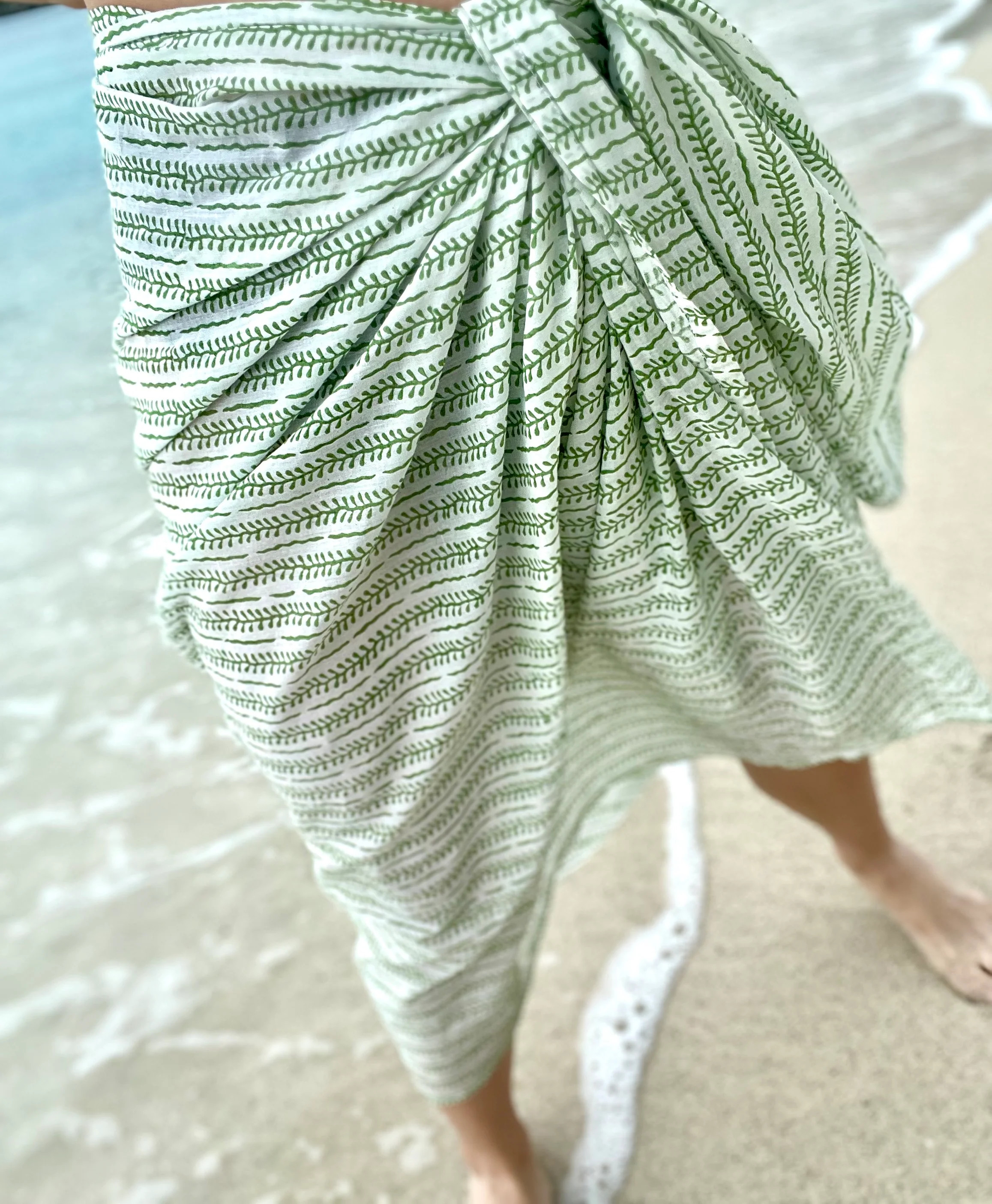 Running Vines Pareo in Apple Green | Christina Dickson Home