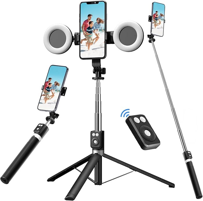 Selfie Stick Tripod with Fill Light, Phone Selfie Stick,Durable Stainless Steel Design,Bluetooth ... | Amazon (US)