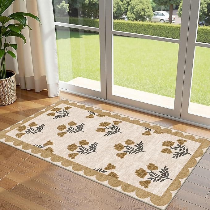 Front Door Mat Indoor Entrance - 2x4.3 Ft Floral Washable Layered Doormat Outdoor Entrance Spring... | Amazon (US)