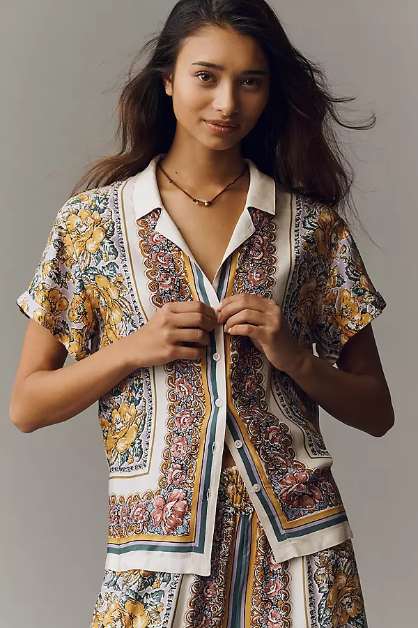 The Brenna Short-Sleeve Buttondown Shirt | Anthropologie (US)