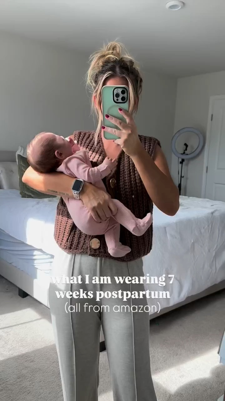 All my outfits I wore seven weeks postpartum! 

All breastfeeding friendly!!!

Sizes ordered (I’m 5’4, 144lbs, 7 weeks postpartum)
beige sweatpants- l
Brown vest- s
Grey jumpsuit-m
Red boxer shorts- l
beige long sleeve  romper- m
blue striped two piece set-m
Grey two piece set- m
Khaki cardigan- m

#amazonfashion #amazonmaternity #pregancyoutfitideas #pregnantfashion #pregnantstyle #founditonamazon #outfitideas #pregnancy #pregnantoutfits #maternityoutfits #postpartum #postpartumoutfits #amazonoutfits #amazonoutfitinspo

#LTKU #LTKBaby #LTKVideo