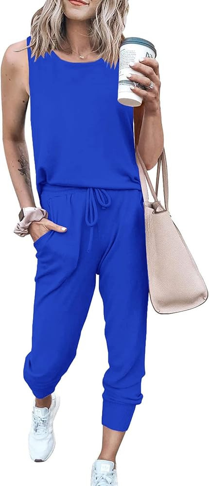 PRETTYGARDEN Women's Two Piece Outfit Sleeveless Crewneck Tops with Sweatpants Active Tracksuit L... | Amazon (US)