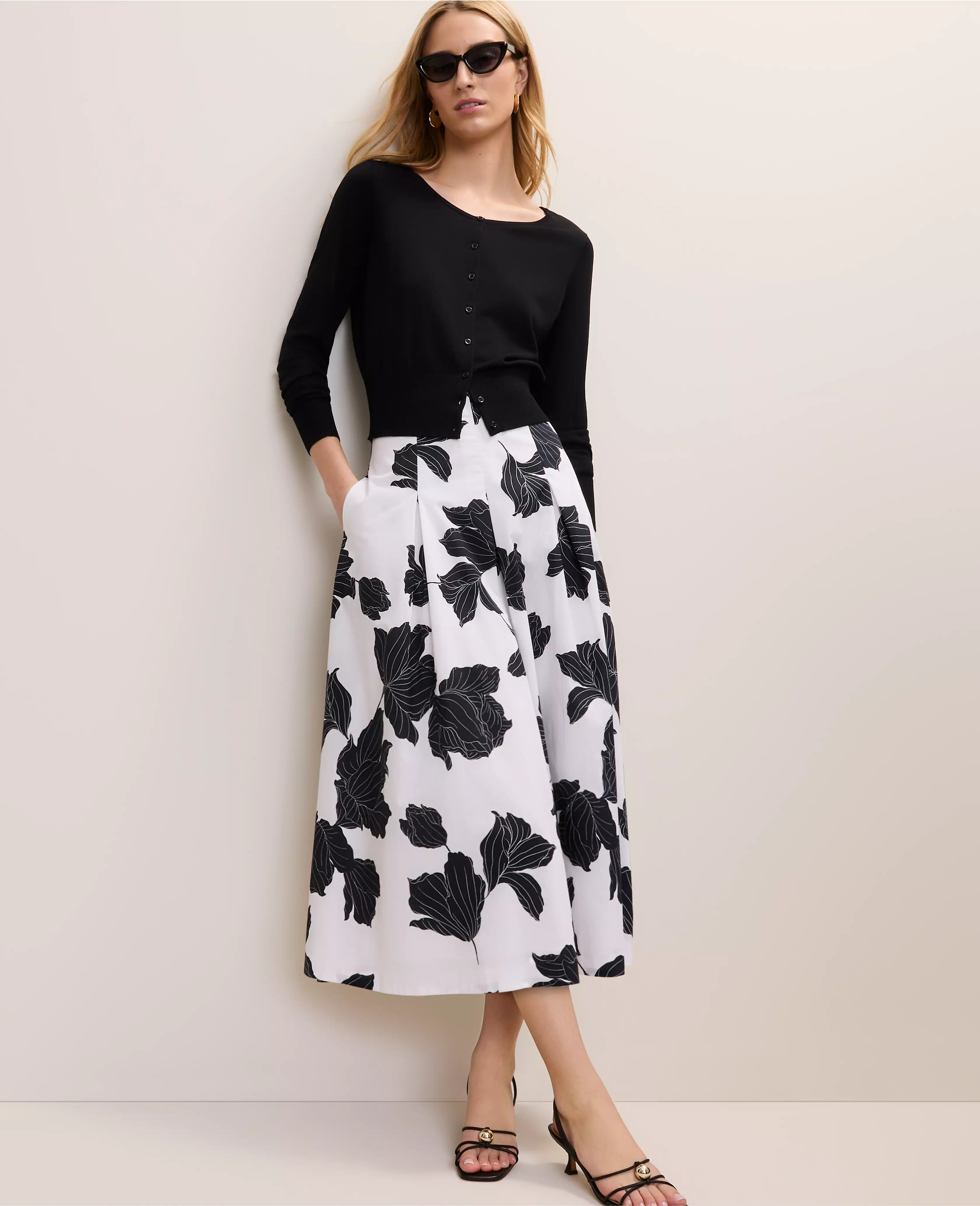 Floral Pleated Midi Skirt | Ann Taylor