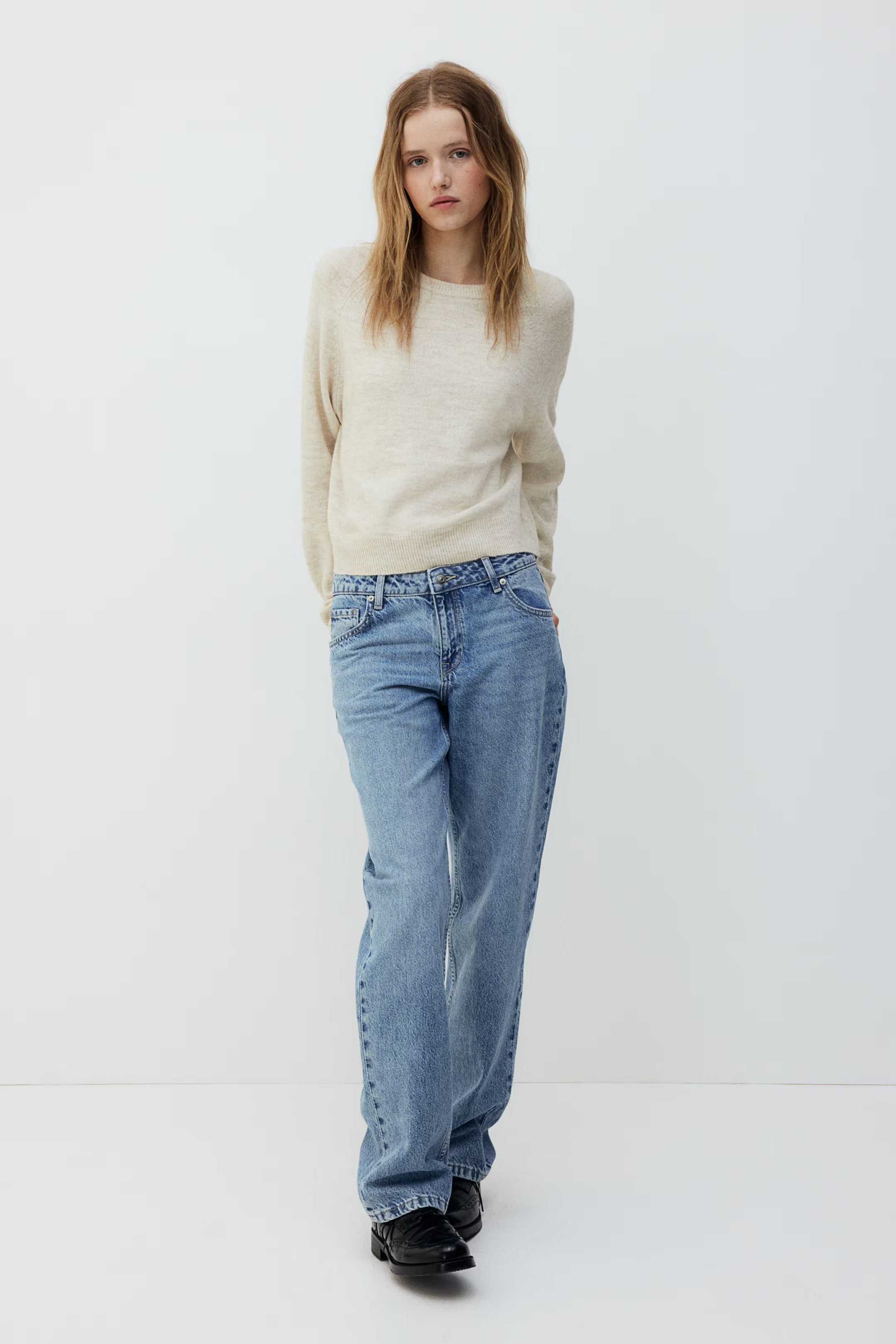 Short Fine-Knit Sweater - Light beige melange - Ladies | H&M US | H&M (US + CA)