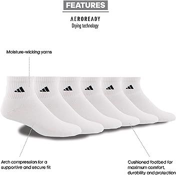 adidas mens Athletic Cushioned Quarter Socks (6-pair) | Amazon (US)