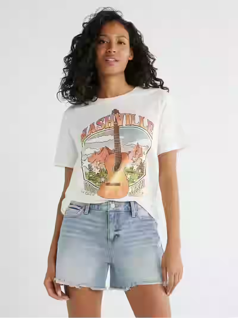 Time and Tru Women's Nashville Graphic Print T-Shirt, Sizes XS-XXXL | Walmart (US)