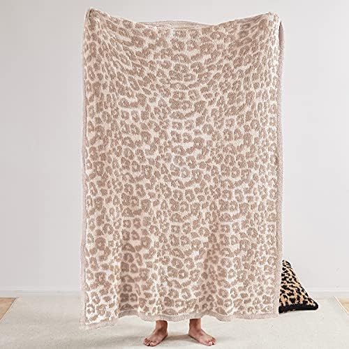 Fluffy Leopard Knitted Throw Blanket,Lightweight, Soft, Plush, Fluffy, Warm, Cozy - Perfect for Bed, | Amazon (US)