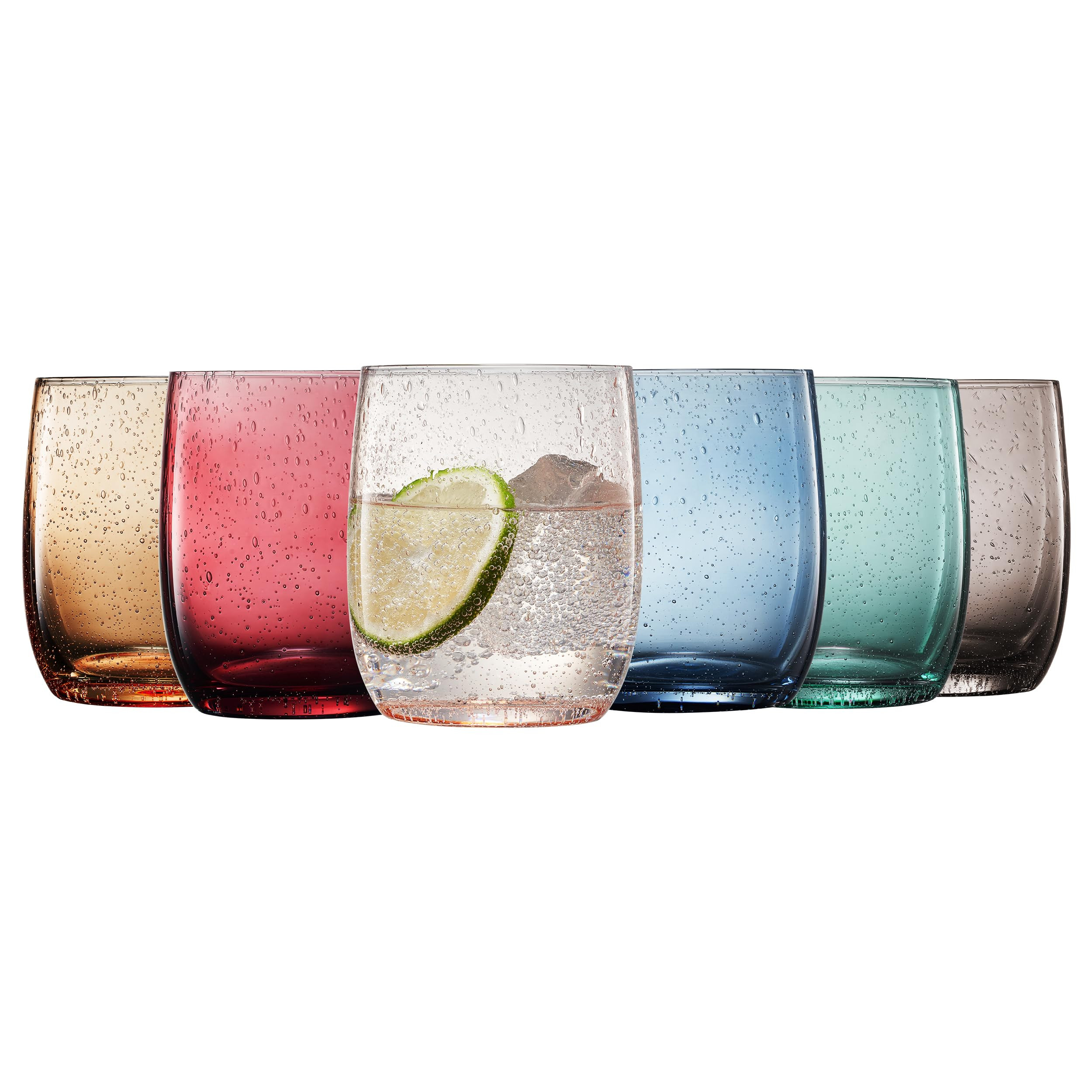 Khen Recycled Glass Drinking Glasses, Set of 6 Colored Bubble Drinking Glass – Handcrafted Mexi... | Amazon (US)