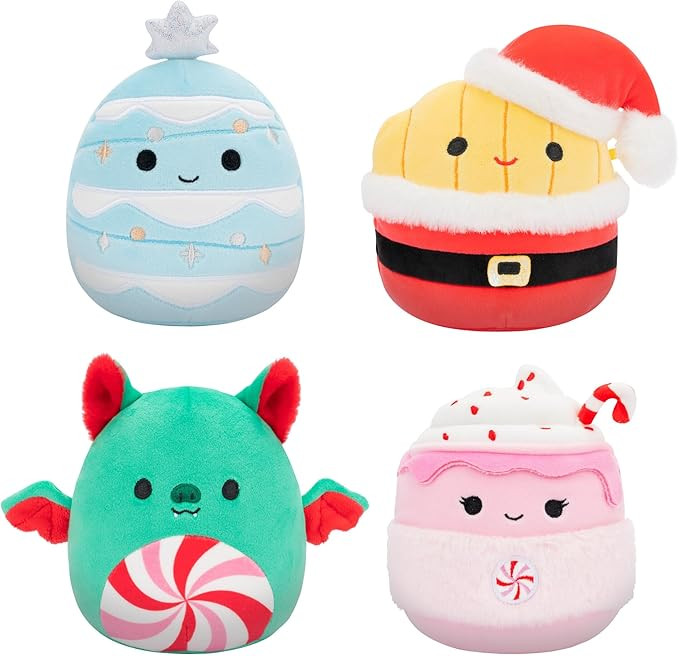Squishmallows Original 5-Inch Holiday 4-Pack – Ethel Hot Chocolate, Floyd French Fries, Keiko B... | Amazon (US)