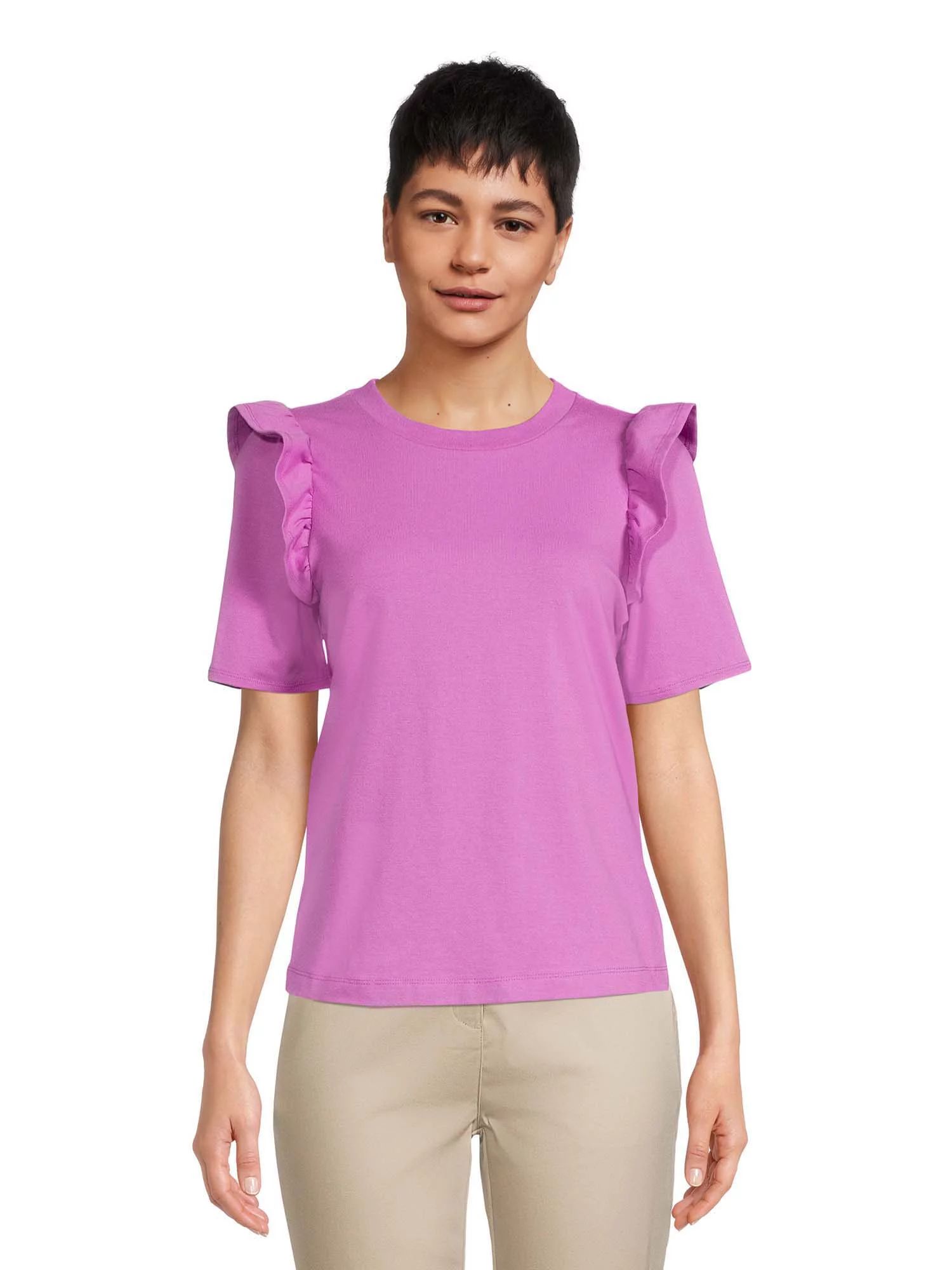 The Get Women’s Ruffle Trim T-Shirt | Walmart (US)