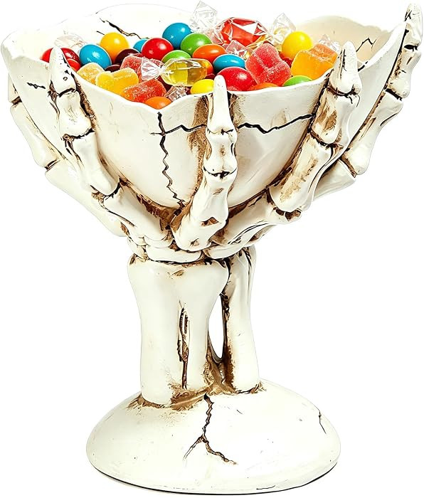 Halloween Skeleton Candy Bowl Resin Small Skull Hand Bowl for Party | Amazon (US)