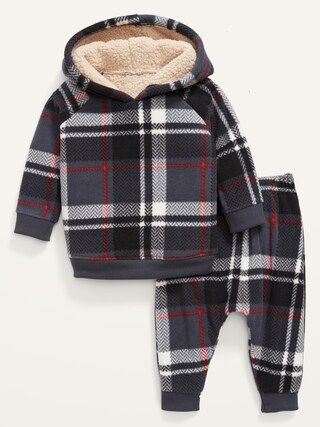 Unisex Plaid Microfleece Hoodie &#x26; Pants Set for Baby | Old Navy (US)