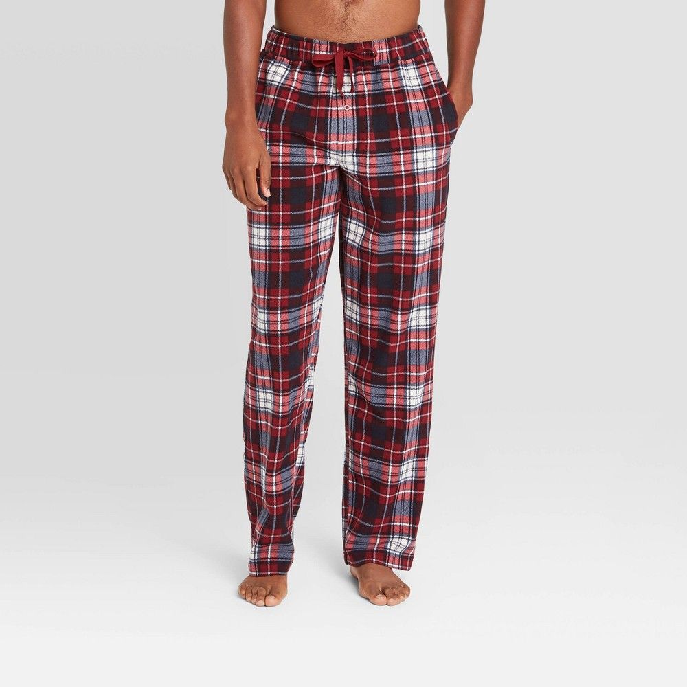 Men's Plaid Microfleece Pajama Pants - Goodfellow & Co™ Blush | Target