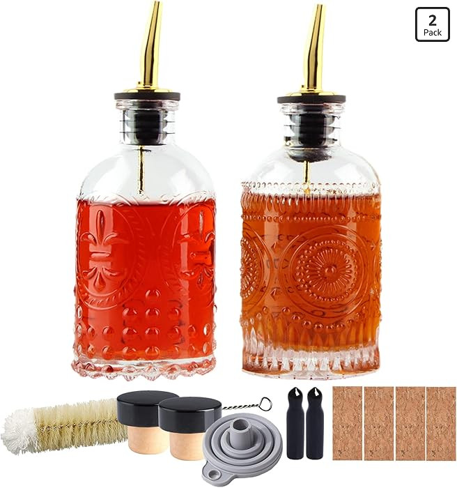 Shining Craft Coffee Syrup Dispenser Bottles Set 2 Pack 7 OZ Simple Small Syrup Bottles Set with ... | Amazon (US)