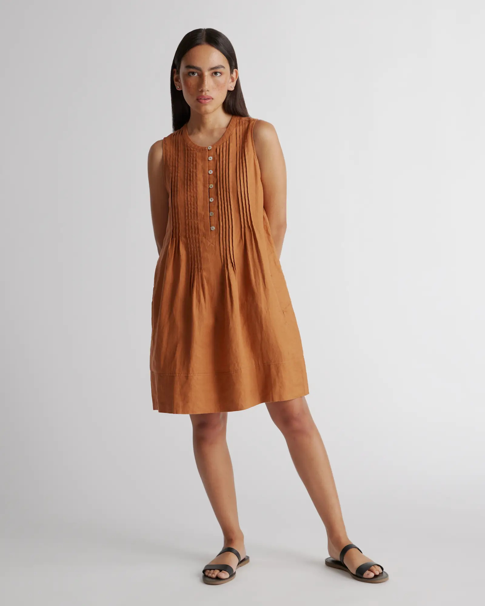 100% European Linen Sleeveless Swing Dress | Quince
