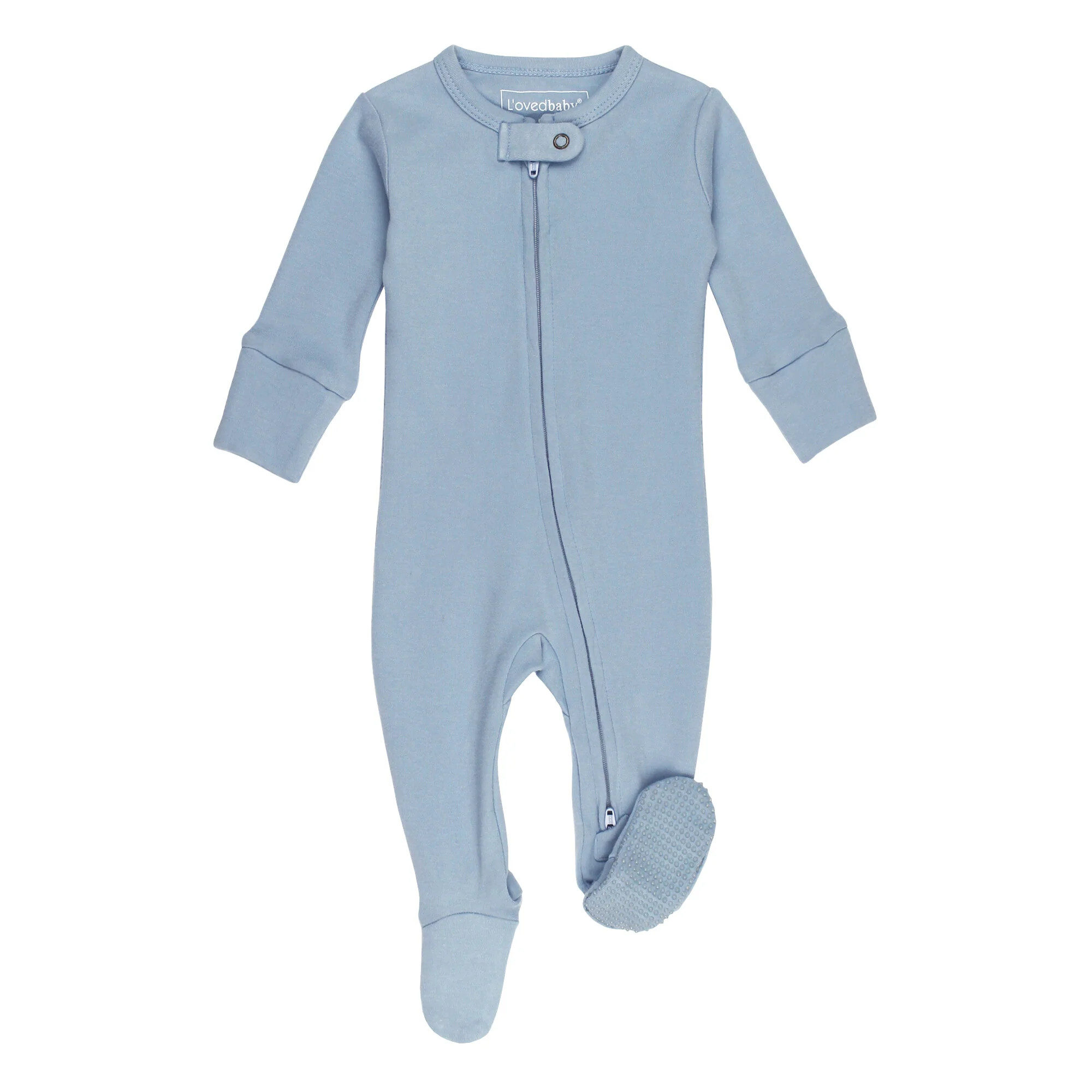 Organic Cuffed Zipper Footie in Pool | L'ovedbaby
