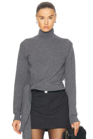 Rohe Twisted Knotted Turtleneck Jumper in Grey | FWRD 