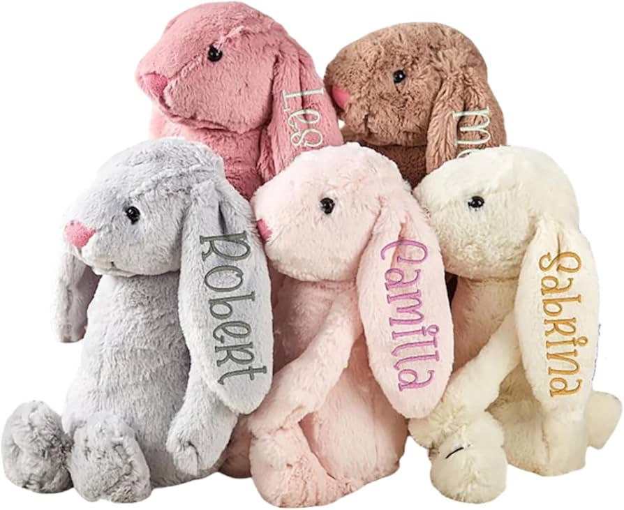Embroidered Plush Bunny with Child's Name - Personalized Long Ear Bunny for Baby Gift,Bunny Stuff... | Amazon (US)