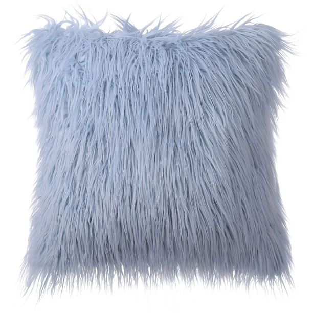 Phantoscope Merino Style Faux Fur Series Decorative Throw Pillow, 12" x 20", Light Blue, 1 Pack -... | Walmart (US)
