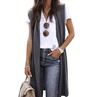 Women's Draped Long Vest – Sleeveless Open Front Lightweight Layering Cardigan | Target