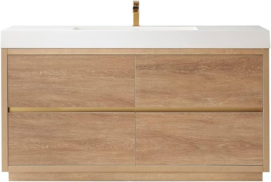 Miseno MV703060-NM Huesca 60" Free Standing Single Basin Vanity Set with Cabinet and Stone Compos... | Amazon (US)