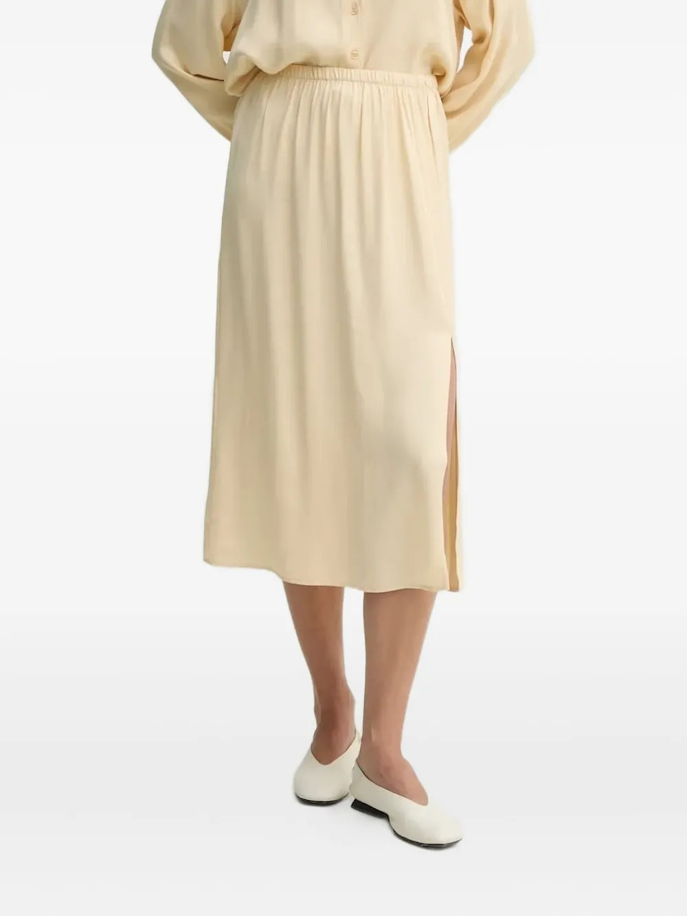 American Vintage Unyl elastic-waist midi skirt - Neutrals | Farfetch Global