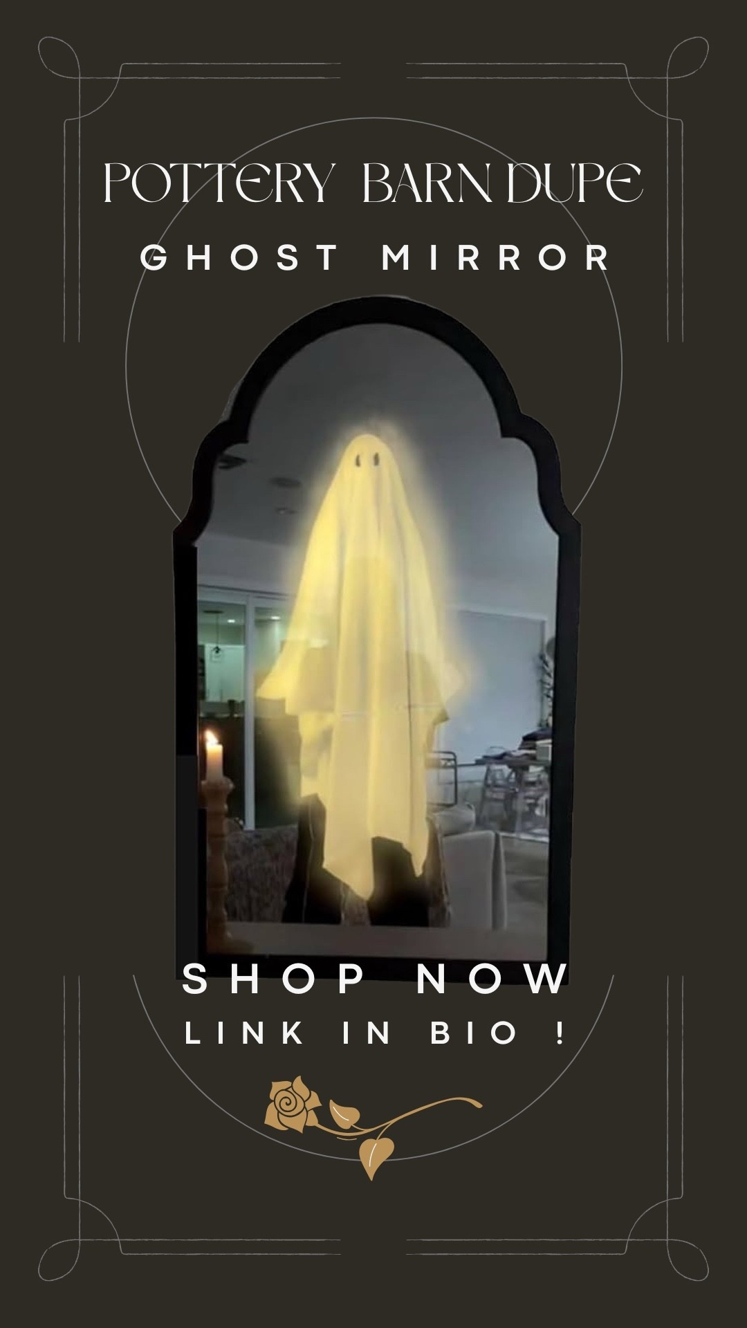 Pottery barn, dupe, ghost mirror! Hurry and snag this before it sells out!👻 #MarthaStewartGhostMirror #PotteryBarnGhostMirror #PotteryBarnDupe #GhostMirror #HalloweenSpiritMirror #Halloween #HalloweenDecor