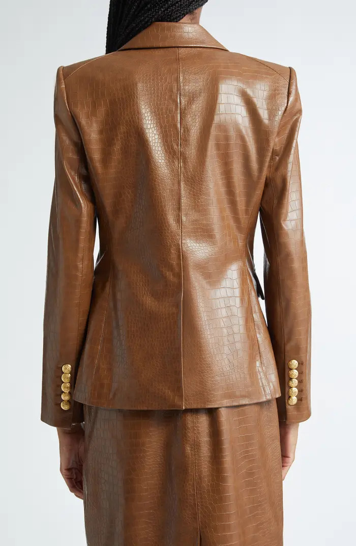 Lawrence Croc Embossed Faux Leather Dickey Jacket | Nordstrom