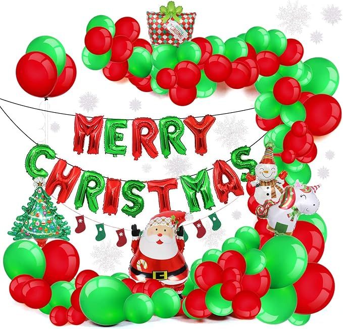 TMORU Christmas Balloon Kit, Including 119 Balloons, Christmas Socks Banner, 15 Christmas Plastic... | Amazon (US)