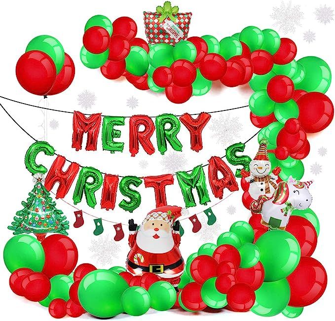 TMORU Christmas Balloon Kit, Including 119 Balloons, Christmas Socks Banner, 15 Christmas Plastic... | Amazon (US)
