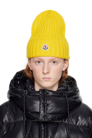 Moncler - Yellow Logo Beanie | SSENSE