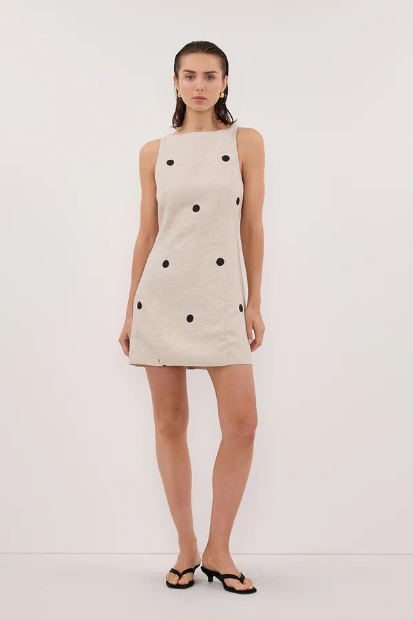 BEVERLY NATURAL SPOT LINEN MINI DRESS | DISSH