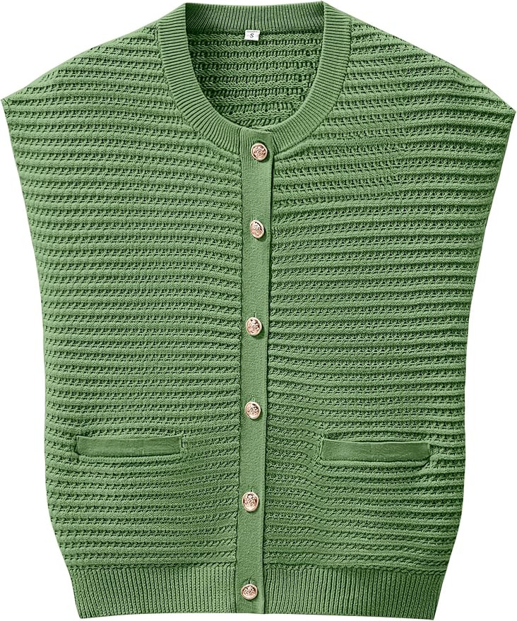 ANRABESS Women Sweater Vests Sleeveless Cardigan Casual Loose Knit Button Down Sweater Tops 2025 ... | Amazon (US)