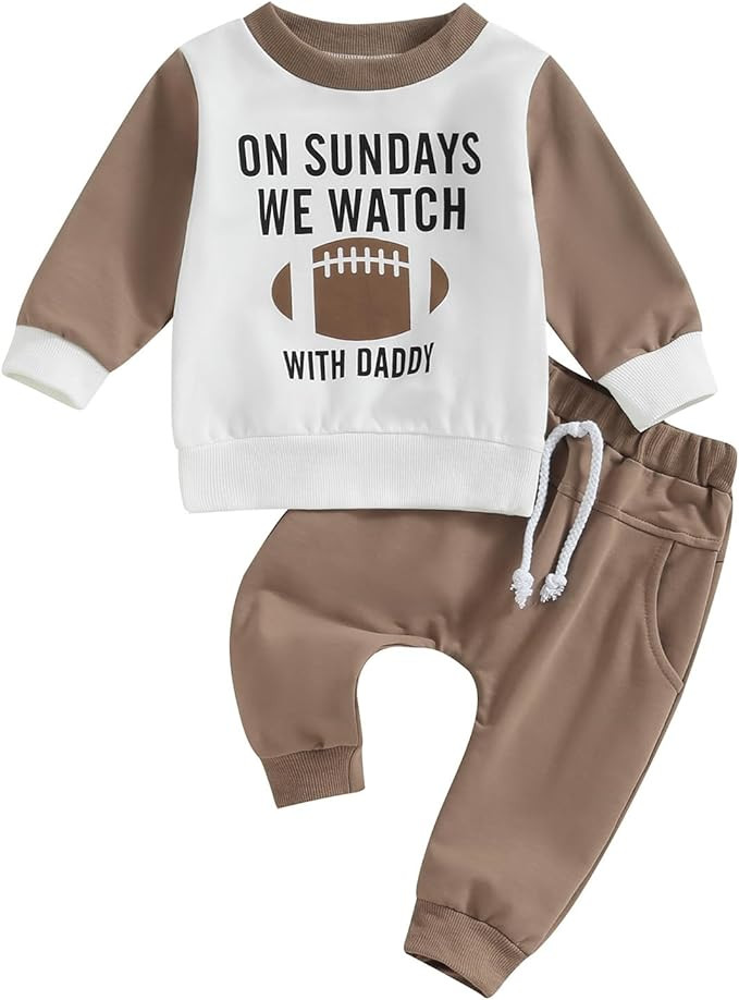 Kislio Infant Toddler Baby Boy Clothes Set Game Day Football Long Sleeve Pullover Sweatshirt Pant... | Amazon (US)