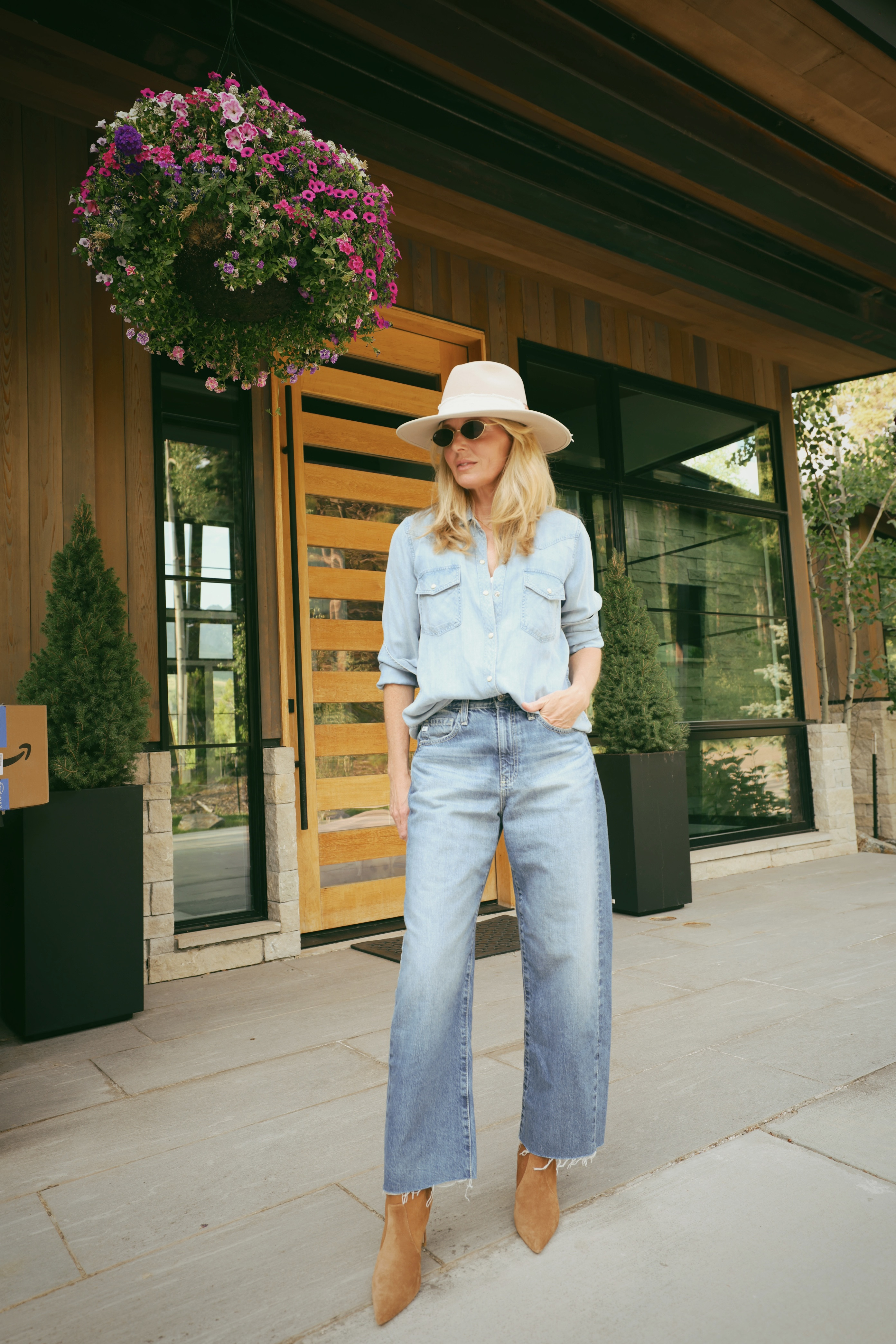 This is my 'heading out the door and actually feeling good about it' outfit!

Chambray shirt, wide-leg denim, suede booties, and a hat for good measure. This is the kind of outfit that works whether you're running errands or meeting friends for lunch. Comfortable, put-together, zero decision fatigue.

#LTKootd #LTKOver40 #LTKSaleAlert