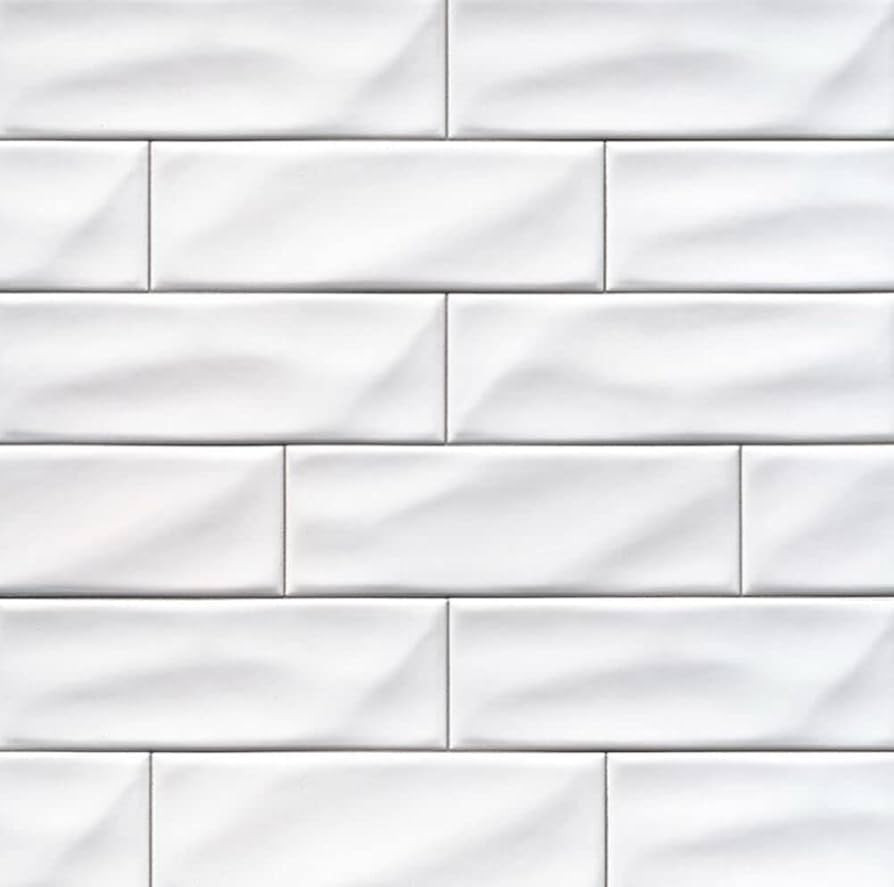 4x12 White Cool Subway Ceramic Wall Tile 3D Design Glossy Finish for Kitchen backsplash, Bathroom... | Amazon (US)