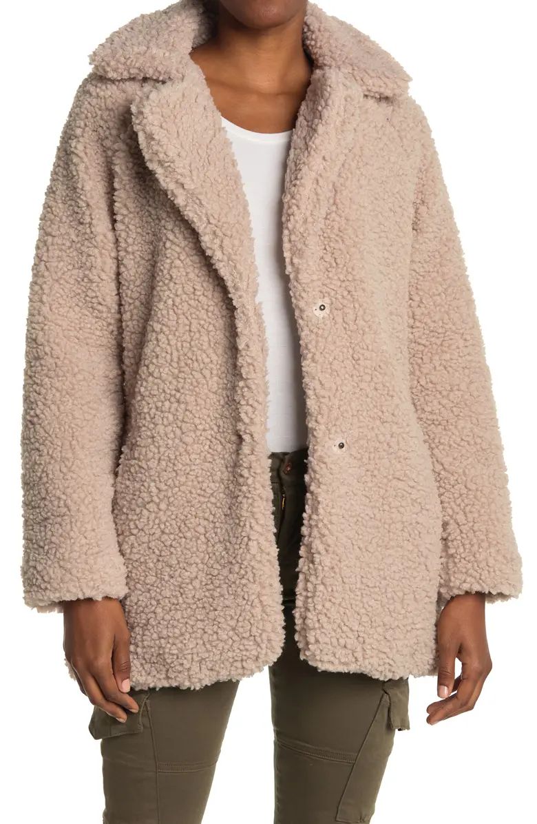 Faux Shearling Snap Button Coat | Nordstrom Rack