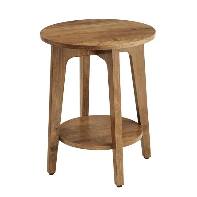 VASAGLE Round Side Table with Lower Shelf End Table for Small Spaces Nightstand Rustic Walnut - W... | Walmart (US)