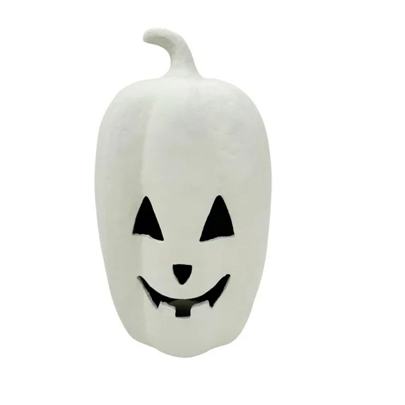 Paper Mache Jack-o'-Lantern Tabletop Decoration, White, 12", Halloween by Way To Celebrate | Walmart (US)